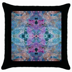 Grey Pink Blend Throw Pillow Case (black) by kaleidomarblingart