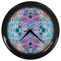 Grey Pink Blend Wall Clock (black) by kaleidomarblingart