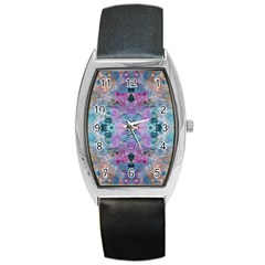 Grey Pink Blend Barrel Style Metal Watch by kaleidomarblingart