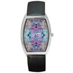 Grey Pink Blend Barrel Style Metal Watch Front