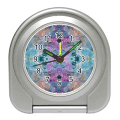 Grey Pink Blend Travel Alarm Clock by kaleidomarblingart