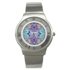 Grey Pink Blend Stainless Steel Watch by kaleidomarblingart