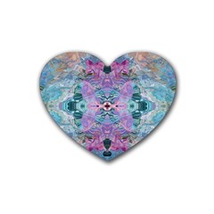 Grey Pink Blend Rubber Coaster (heart) by kaleidomarblingart