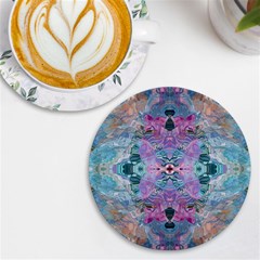 Grey Pink Blend Uv Print Round Tile Coaster by kaleidomarblingart