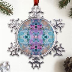 Grey Pink Blend Metal Large Snowflake Ornament by kaleidomarblingart