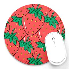 Texture Sweet Strawberry Dessert Food Summer Pattern Round Mousepad