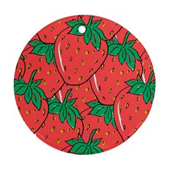 Texture Sweet Strawberry Dessert Food Summer Pattern Ornament (round)