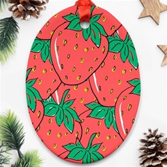 Texture Sweet Strawberry Dessert Food Summer Pattern Ornament (Oval)