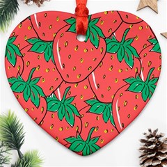 Texture Sweet Strawberry Dessert Food Summer Pattern Ornament (heart) by Sarkoni