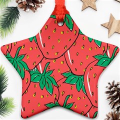 Texture Sweet Strawberry Dessert Food Summer Pattern Ornament (Star)