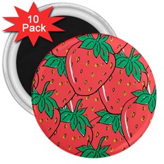 Texture Sweet Strawberry Dessert Food Summer Pattern 3  Magnets (10 pack) 