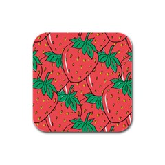 Texture Sweet Strawberry Dessert Food Summer Pattern Rubber Square Coaster (4 pack)