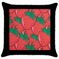 Texture Sweet Strawberry Dessert Food Summer Pattern Throw Pillow Case (Black)