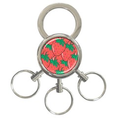 Texture Sweet Strawberry Dessert Food Summer Pattern 3-ring Key Chain by Sarkoni