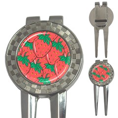 Texture Sweet Strawberry Dessert Food Summer Pattern 3-in-1 Golf Divots by Sarkoni