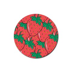 Texture Sweet Strawberry Dessert Food Summer Pattern Rubber Coaster (round) by Sarkoni