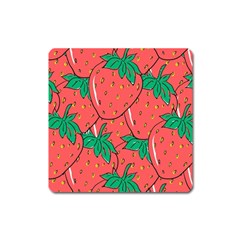 Texture Sweet Strawberry Dessert Food Summer Pattern Square Magnet