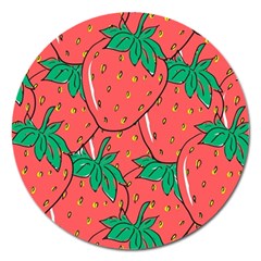 Texture Sweet Strawberry Dessert Food Summer Pattern Magnet 5  (round) by Sarkoni