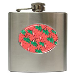 Texture Sweet Strawberry Dessert Food Summer Pattern Hip Flask (6 oz)