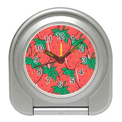 Texture Sweet Strawberry Dessert Food Summer Pattern Travel Alarm Clock