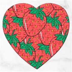 Texture Sweet Strawberry Dessert Food Summer Pattern Jigsaw Puzzle (Heart)