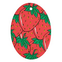 Texture Sweet Strawberry Dessert Food Summer Pattern Oval Ornament (Two Sides)