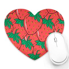 Texture Sweet Strawberry Dessert Food Summer Pattern Heart Mousepad