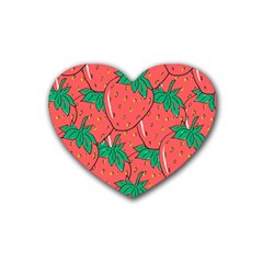 Texture Sweet Strawberry Dessert Food Summer Pattern Rubber Heart Coaster (4 pack)