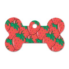 Texture Sweet Strawberry Dessert Food Summer Pattern Dog Tag Bone (One Side)