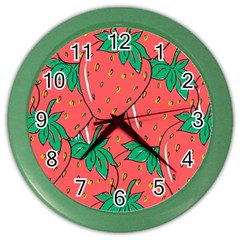 Texture Sweet Strawberry Dessert Food Summer Pattern Color Wall Clock by Sarkoni