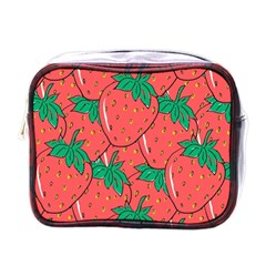 Texture Sweet Strawberry Dessert Food Summer Pattern Mini Toiletries Bag (One Side)