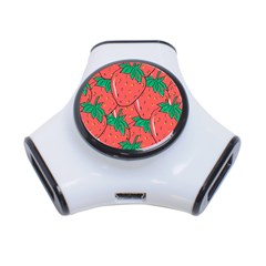 Texture Sweet Strawberry Dessert Food Summer Pattern 3-Port USB Hub