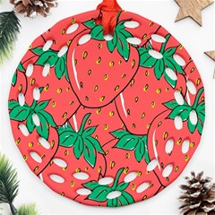 Texture Sweet Strawberry Dessert Food Summer Pattern Ornament (Round Filigree)