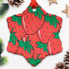 Texture Sweet Strawberry Dessert Food Summer Pattern Ornament (Snowflake)