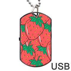 Texture Sweet Strawberry Dessert Food Summer Pattern Dog Tag Usb Flash (two Sides) by Sarkoni