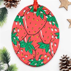 Texture Sweet Strawberry Dessert Food Summer Pattern Ornament (Oval Filigree)