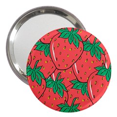 Texture Sweet Strawberry Dessert Food Summer Pattern 3  Handbag Mirrors by Sarkoni