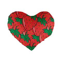 Texture Sweet Strawberry Dessert Food Summer Pattern Standard 16  Premium Flano Heart Shape Cushions