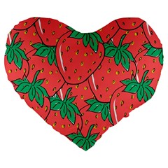 Texture Sweet Strawberry Dessert Food Summer Pattern Large 19  Premium Flano Heart Shape Cushions