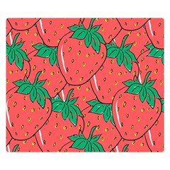 Texture Sweet Strawberry Dessert Food Summer Pattern Two Sides Premium Plush Fleece Blanket (Small)