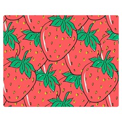 Texture Sweet Strawberry Dessert Food Summer Pattern Two Sides Premium Plush Fleece Blanket (Medium)