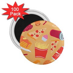 Fast Junk Food  Pizza Burger Cool Soda Pattern 2 25  Magnets (100 Pack)  by Sarkoni