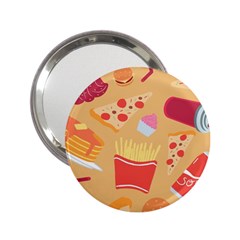 Fast Junk Food  Pizza Burger Cool Soda Pattern 2 25  Handbag Mirrors by Sarkoni