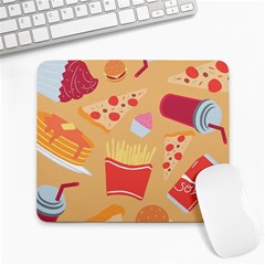 Fast Junk Food  Pizza Burger Cool Soda Pattern Large Mousepad by Sarkoni