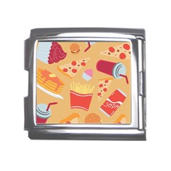 Fast Junk Food  Pizza Burger Cool Soda Pattern Mega Link Italian Charm (18mm) by Sarkoni