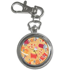 Fast Junk Food  Pizza Burger Cool Soda Pattern Key Chain Watches by Sarkoni