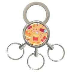 Fast Junk Food  Pizza Burger Cool Soda Pattern 3-ring Key Chain by Sarkoni