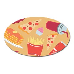 Fast Junk Food  Pizza Burger Cool Soda Pattern Oval Magnet by Sarkoni