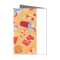 Fast Junk Food  Pizza Burger Cool Soda Pattern Mini Greeting Cards (pkg Of 8) by Sarkoni