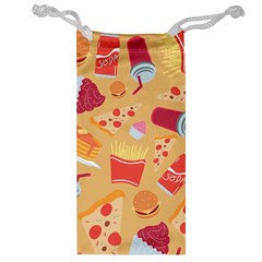 Fast Junk Food  Pizza Burger Cool Soda Pattern Jewelry Bag by Sarkoni